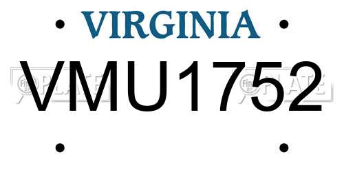 VMU1752 Virginia License Plate