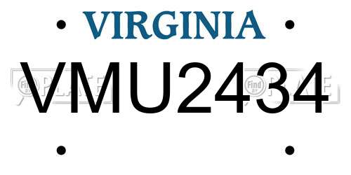 VMU2434 Virginia License Plate