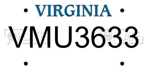VMU3633 Virginia License Plate