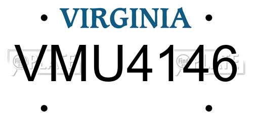 VMU4146 Virginia License Plate