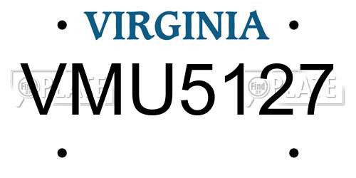VMU5127 Virginia License Plate