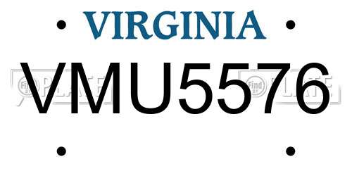 VMU5576 Virginia License Plate