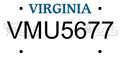 VMU5677 Virginia License Plate