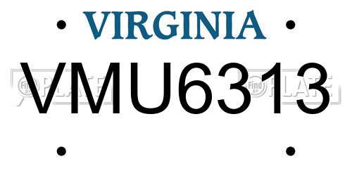 VMU6313 Virginia License Plate