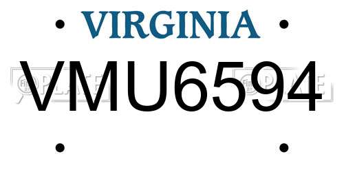 VMU6594 Virginia License Plate