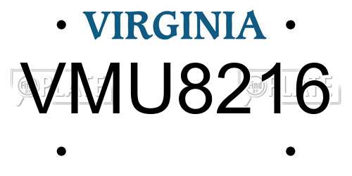 VMU8216 Virginia License Plate