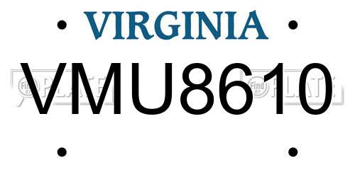 VMU8610 Virginia License Plate