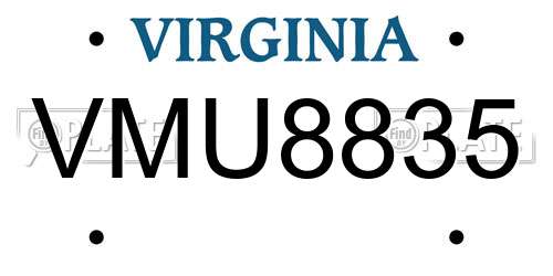 VMU8835 Virginia License Plate
