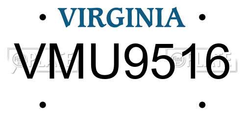 VMU9516 Virginia License Plate