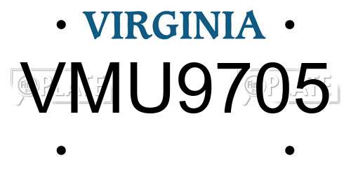 VMU9705 Virginia License Plate