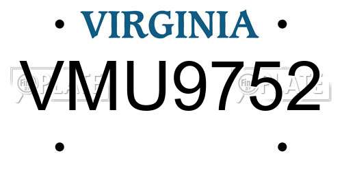 VMU9752 Virginia License Plate