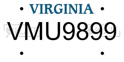 VMU9899 Virginia License Plate