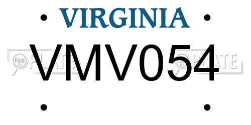 VMV054 Virginia License Plate