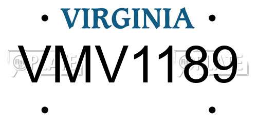 VMV1189 Virginia License Plate