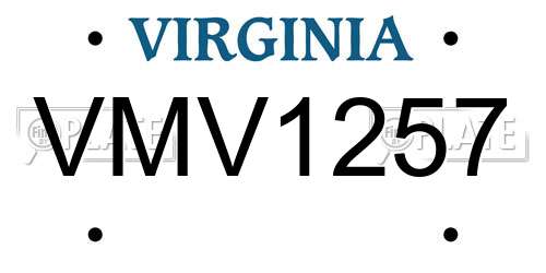 VMV1257 Virginia License Plate