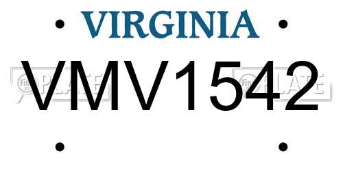 VMV1542 Virginia License Plate