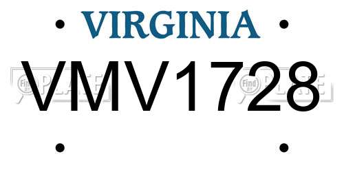 VMV1728 Virginia License Plate