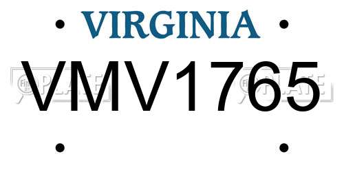 VMV1765 Virginia License Plate