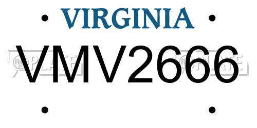 VMV2666 Virginia License Plate
