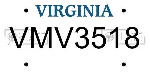 VMV3518 Virginia License Plate