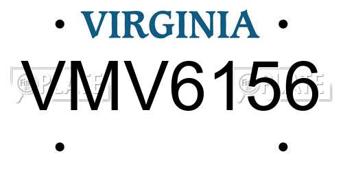 VMV6156 Virginia License Plate