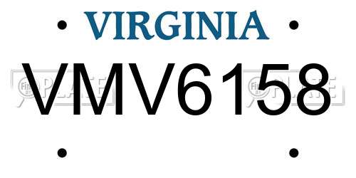 VMV6158 Virginia License Plate
