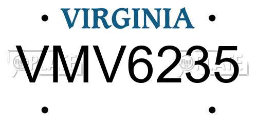 VMV6235 Virginia License Plate