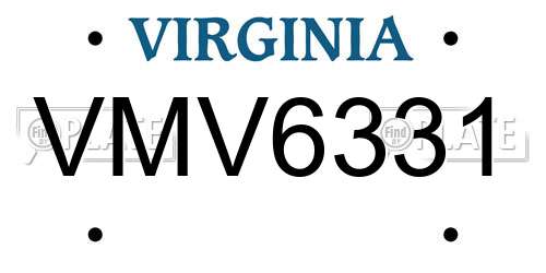 VMV6331 Virginia License Plate