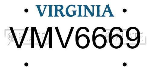 VMV6669 Virginia License Plate