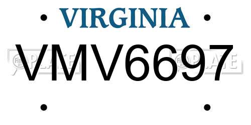 VMV6697 Virginia License Plate