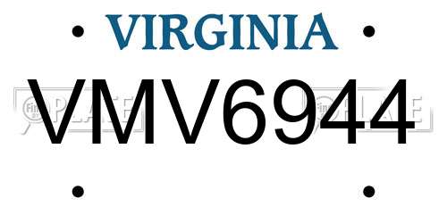 VMV6944 Virginia License Plate