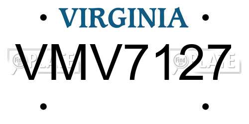 VMV7127 Virginia License Plate