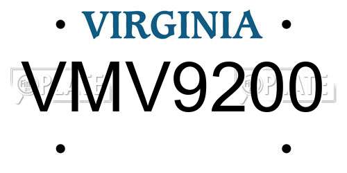 VMV9200 Virginia License Plate