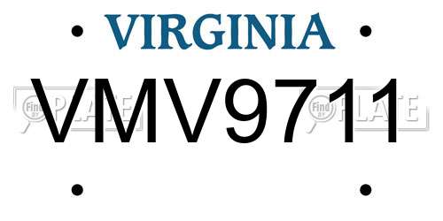VMV9711 Virginia License Plate