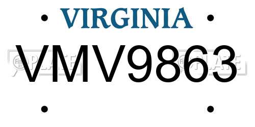 VMV9863 Virginia License Plate