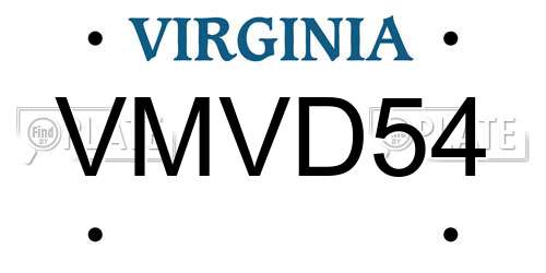 VMVD54 Virginia License Plate