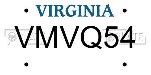 VMVQ54 Virginia License Plate