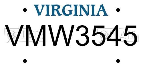 VMW3545 Virginia License Plate