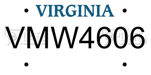 VMW4606 Virginia License Plate