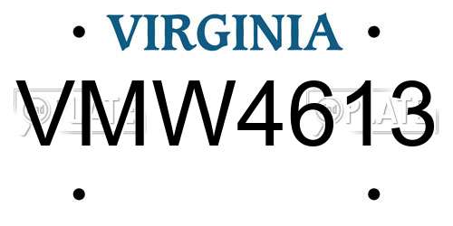 VMW4613 Virginia License Plate