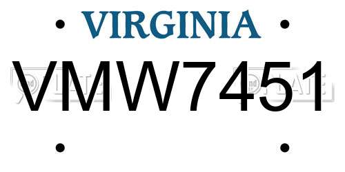 VMW7451 Virginia License Plate