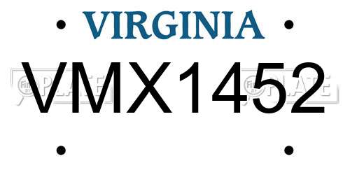 VMX1452 Virginia License Plate