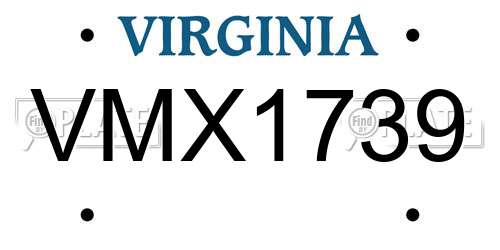 VMX1739 Virginia License Plate