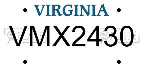 VMX2430 Virginia License Plate