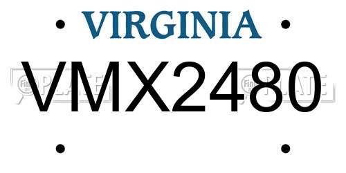 VMX2480 Virginia License Plate
