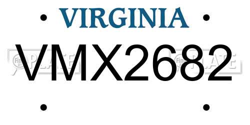 VMX2682 Virginia License Plate