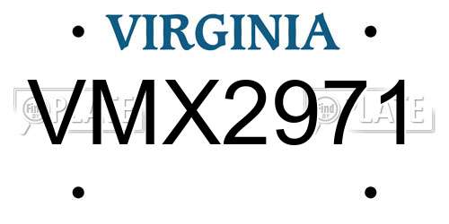 VMX2971 Virginia License Plate