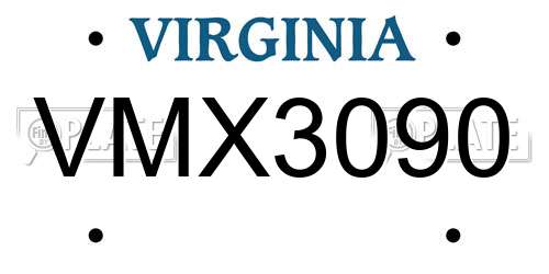 VMX3090 Virginia License Plate
