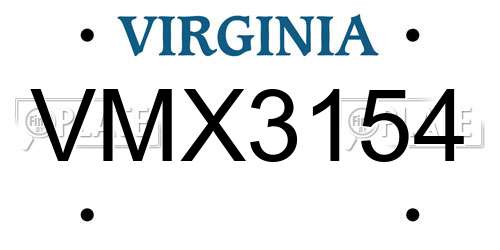 VMX3154 Virginia License Plate