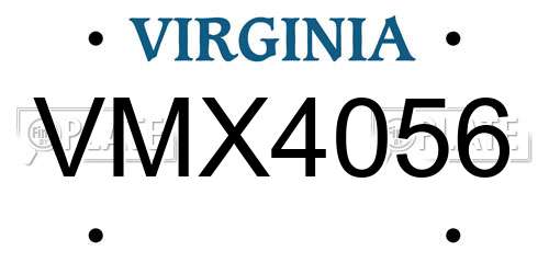 VMX4056 Virginia License Plate